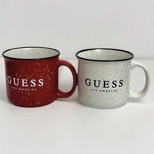 Speckled Red and White Ceramic Mugs
